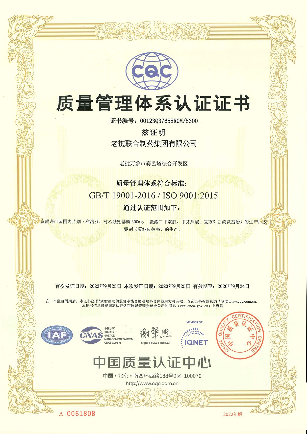 ISO 9001:2015 证书 II